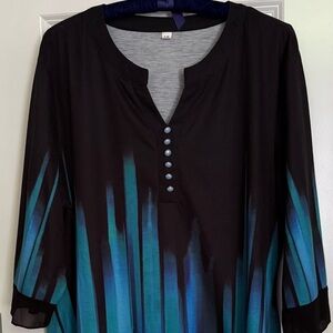 Elegant Black and Teal Women's Tunic